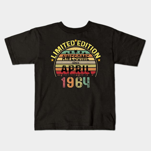 Born in April 1964 60 Years Old 60th Birthday Kids T-Shirt by Peter smith